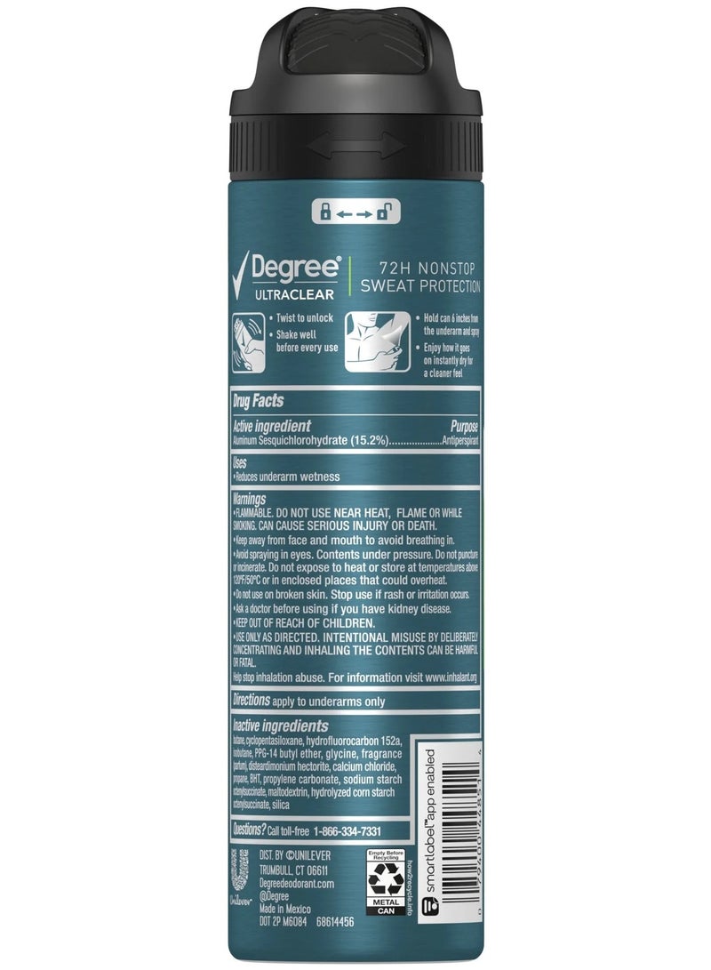Degree Men Ultra Clear Black & White Antiperspirant Deodorant Dry Spray – Driftwood (107 g) - Image 2